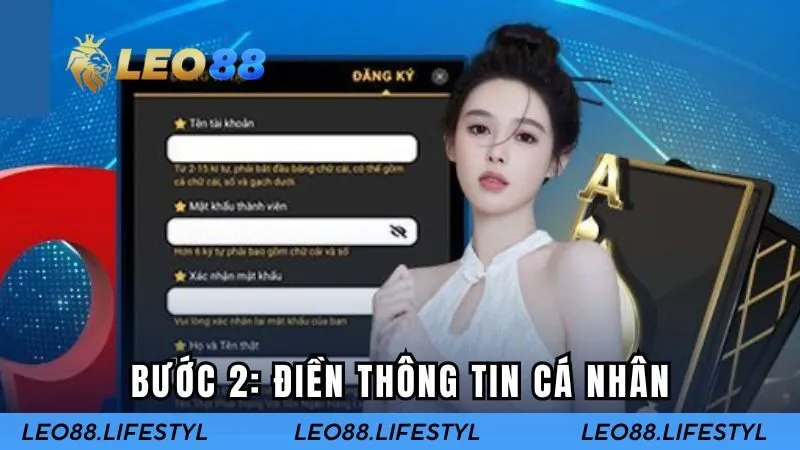 Bước 2 cần điền chính xác các thông tin cá nhân