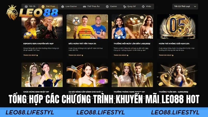 Tổng hợp các chương trình khuyến mãi LEO88 hot